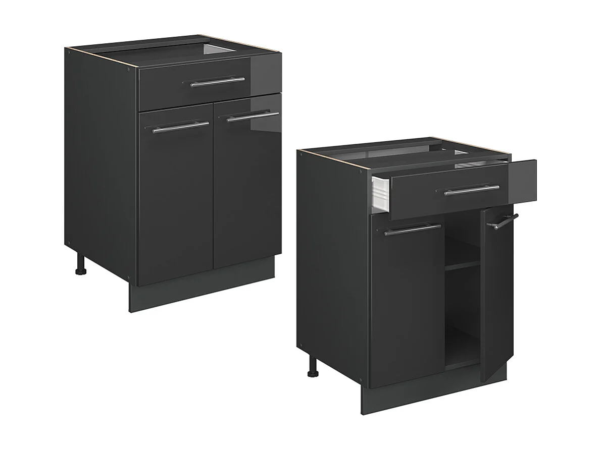 Mueble bajo de cocina antracita alto brillo 60x51.6x82 fame-line