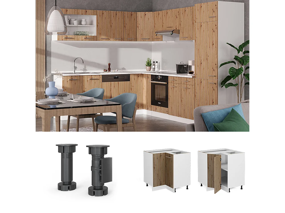 Armario de esquina roble artesanal 75.6x60x81.6 r-line