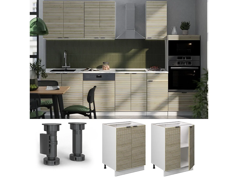 Mueble bajo de cocina panel de roble 60x60x82 fame-line
