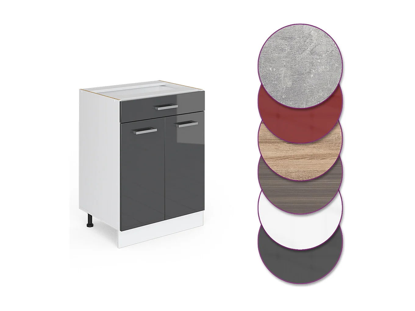 Mobiletto base per cucina antracite lucido 60x46x81.6 r-line