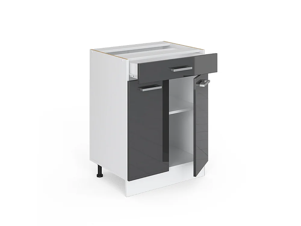 Meuble cuisine anthracite haute brillance 60x46x81.6 r-line