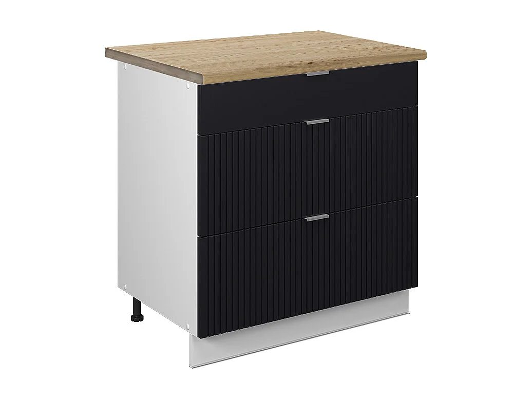 Meuble cuisine noir rayé 80x60x82 fame-line