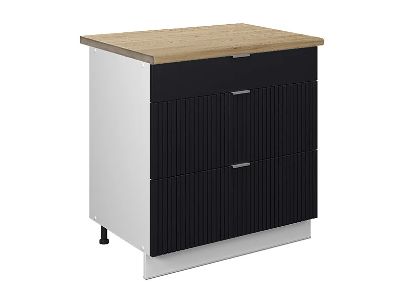 Meuble cuisine noir rayé 80x60x82 fame-line