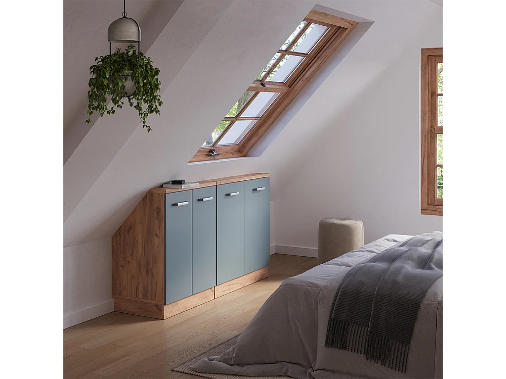 Meuble sous pente bleu-gris 140x46x81.6 r-line