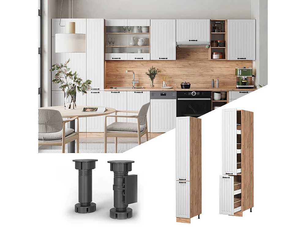 Meuble haute de cuisine blanc campagne 30x58x206.8 fame-line