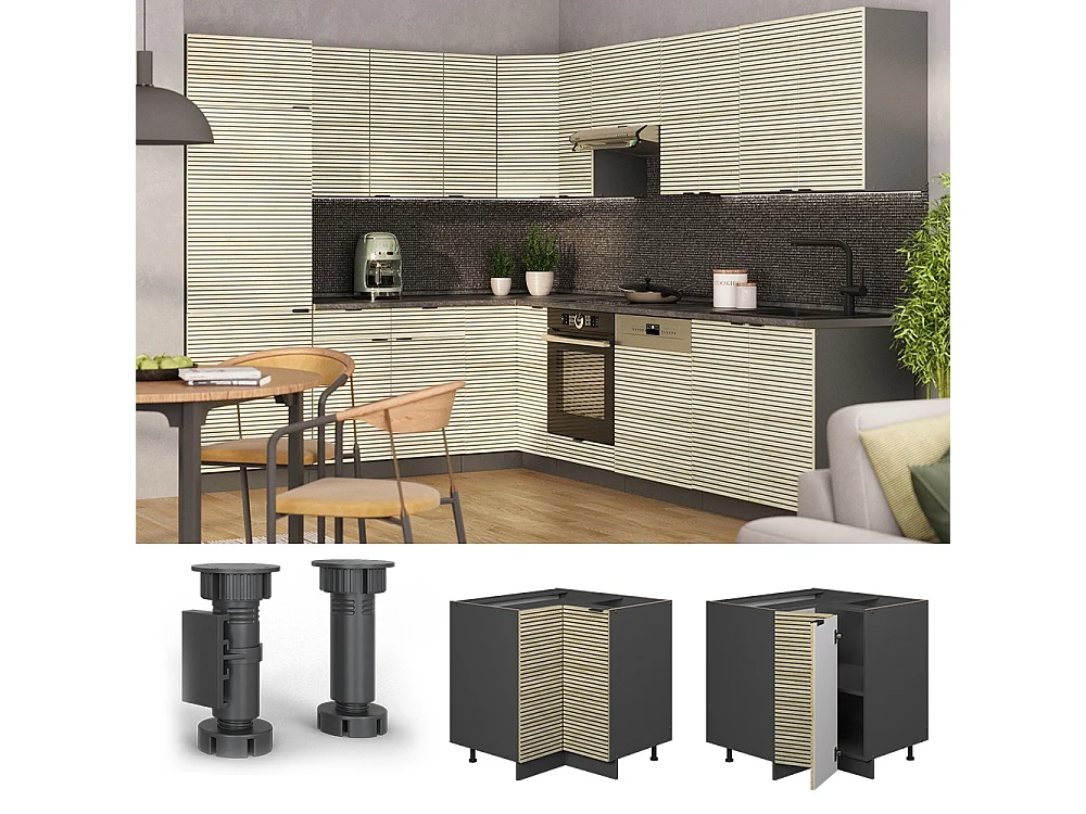 Eckunterschrank eiche paneel 80.5x60x82 fame-line