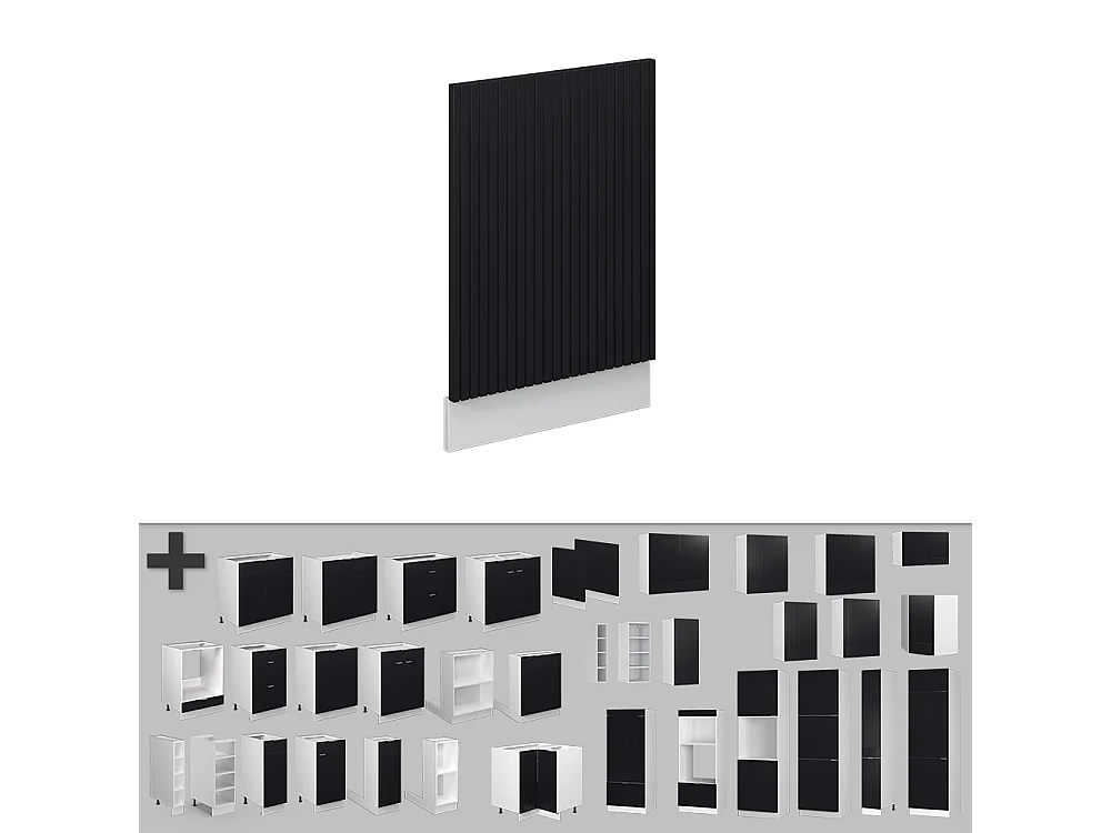 Façade noir rayé 45x1.6x67.4 fame-line