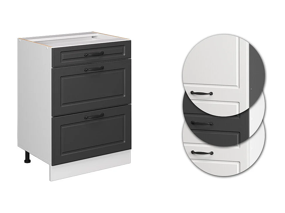 Meuble cuisine anthracite campagne 60x60x81.6 r-line