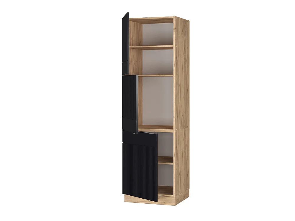 Mobile cucina dispensa nero rigato/rovere dorato 60x58.1x206.8 fame-line