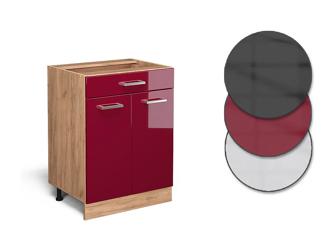 Mueble bajo de cocina rojo de alto brillo 60x60x81.6 r-line