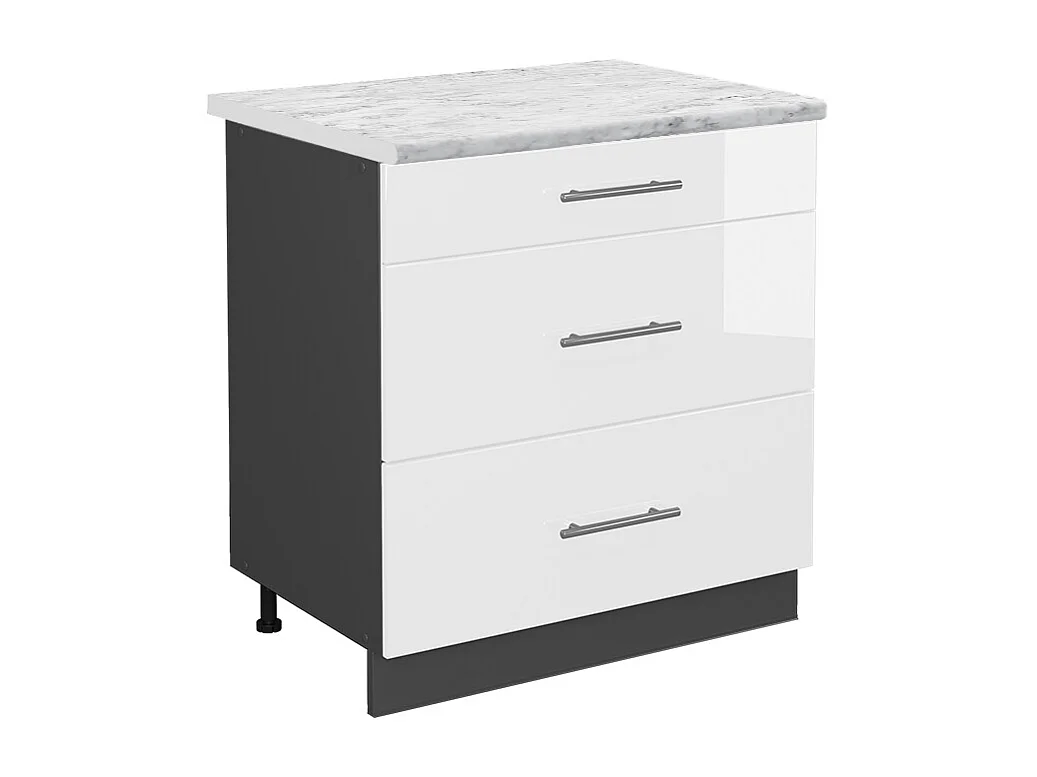 Meuble cuisine blanc haute brillance 80x60x82 fame-line