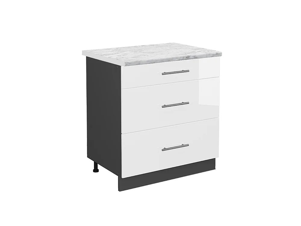 Meuble cuisine blanc haute brillance 80x60x82 fame-line