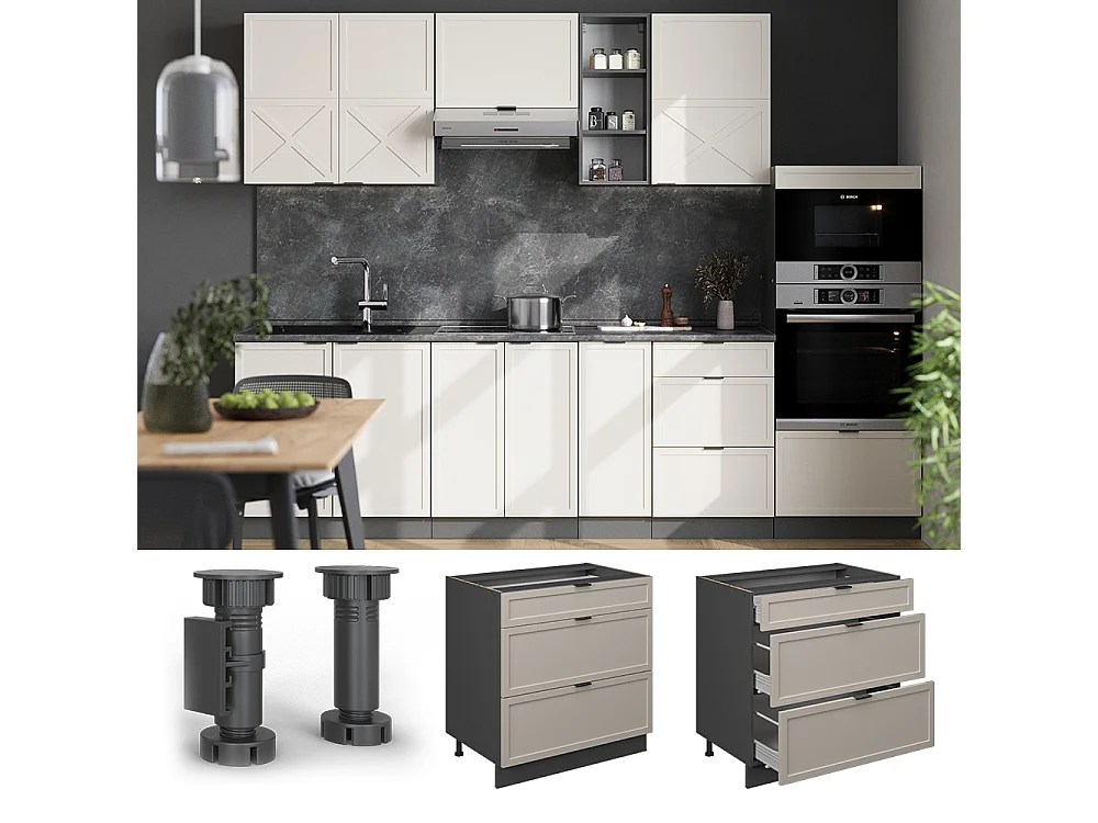 Küchenunterschrank graubeige 80x60x82 fame-line