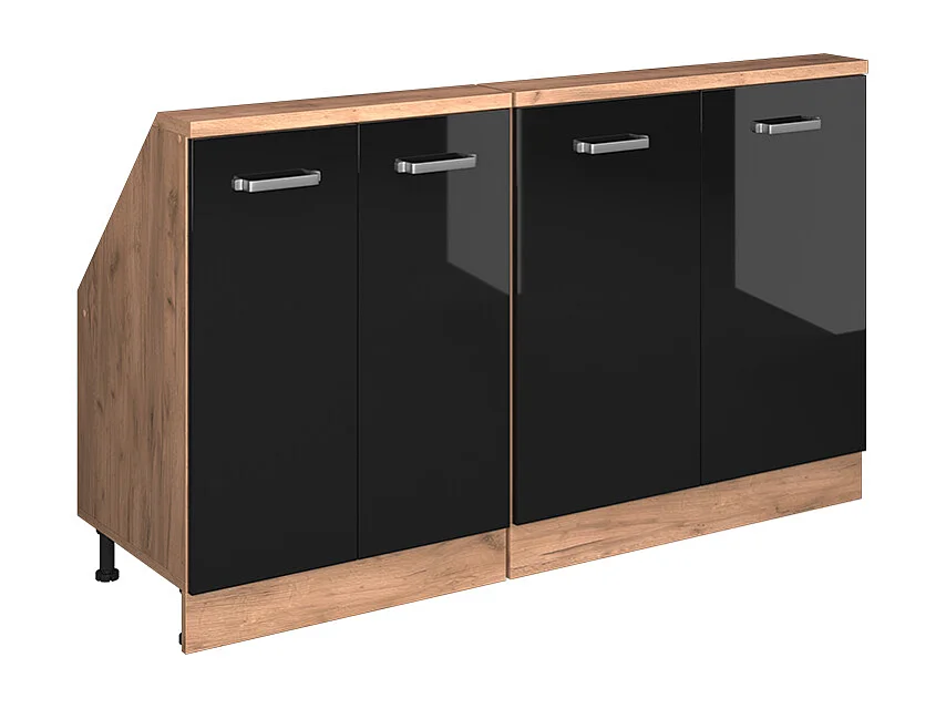 Meuble sous pente noir haute brillance 140x46x81.6 r-line