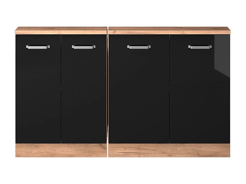 Køkkenskab til skrå væg sort højglans 140x46x81.6 r-line