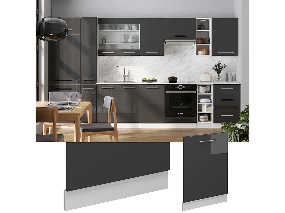 Panel frontal del lavavajillas antracita alto brillo 60x1.6x81.8 fame-line