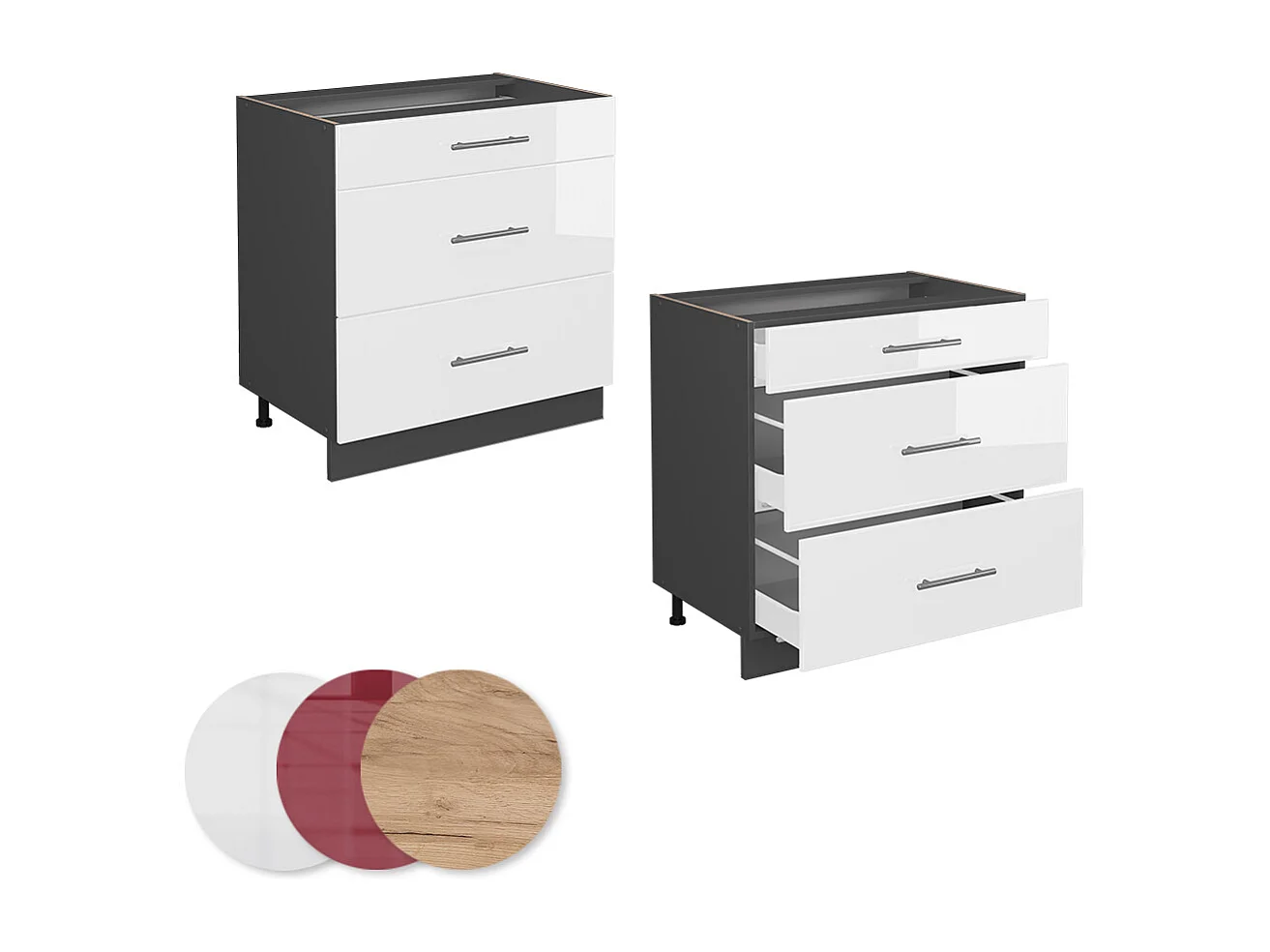 Mobiletto base per cucina bianco lucido 80x60x82 fame-line