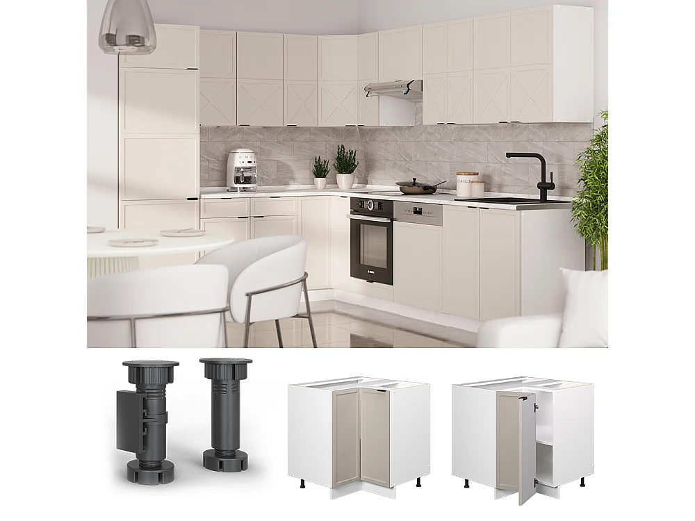 Hoekkast grijsbeige 80.5x60x82 fame-line