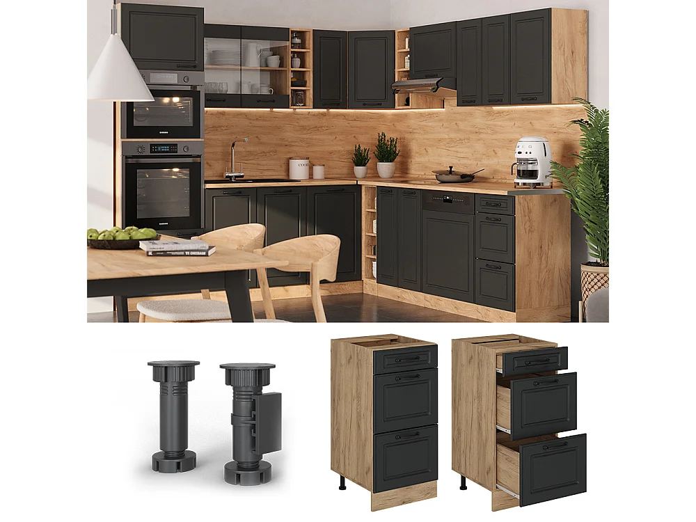 Meuble cuisine anthracite campagne 40x46x81.6 r-line