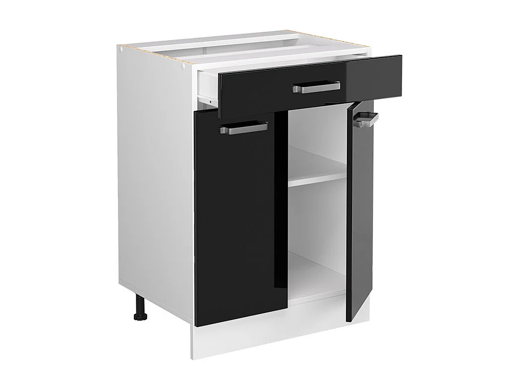 Meuble cuisine noir haute brillance 60x46x81.6 r-line