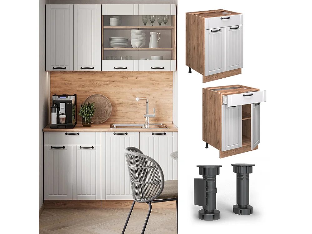 Meuble cuisine blanc campagne 60x60x82 fame-line