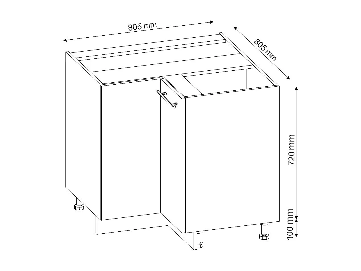 Mobile ad angolo cucina quercia dorata 80.5x60x82 fame-line