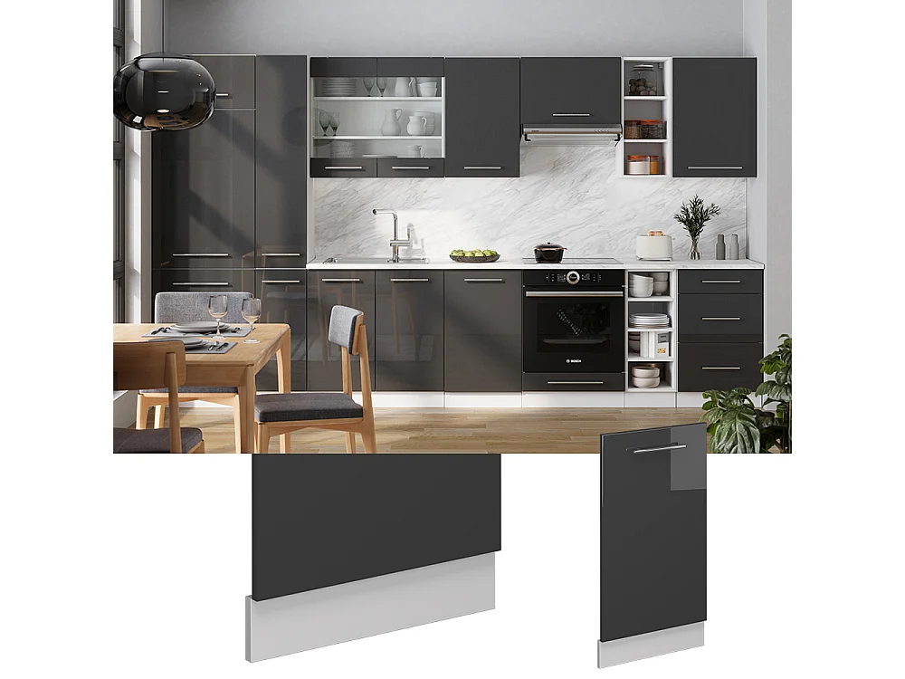 Pannello frontale della lavastoviglie antracite lucido 45x1.6x81.8 fame-line