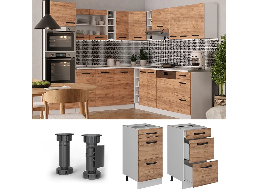 Mueble bajo de cocina roble dorado 40x60x81.6 r-line