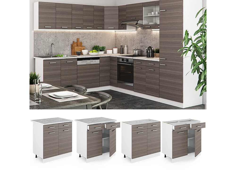 Mueble bajo de cocina gris noble 80x60x81.6 r-line