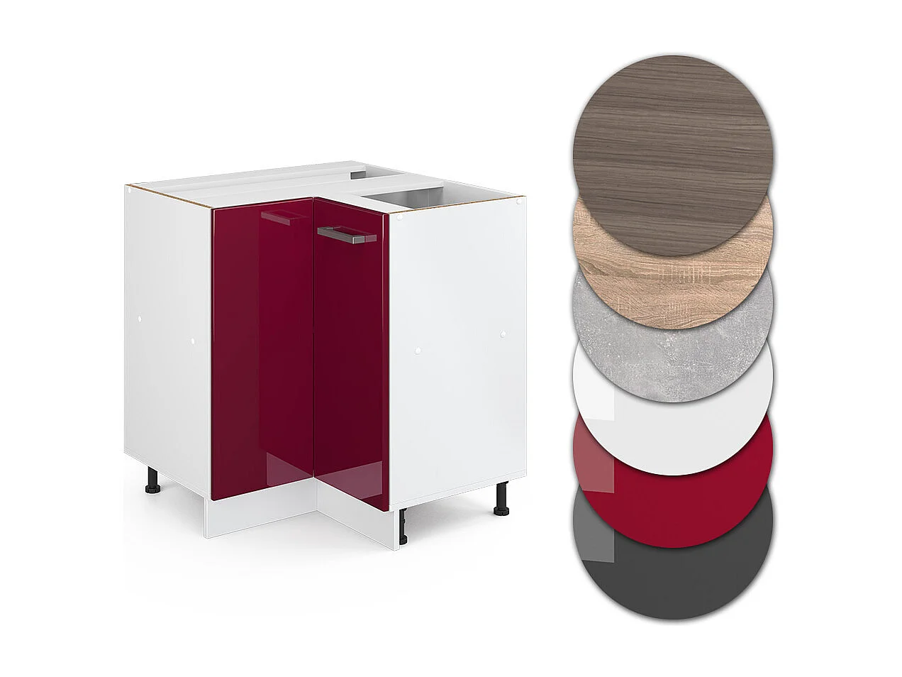 Armario de esquina rojo de alto brillo 75.6x60x81.6 r-line