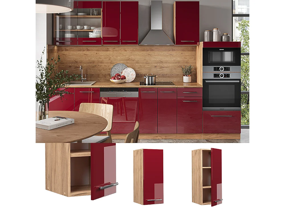 Armario colgante rojo burdeos alto brillo 30x34.1x72 fame-line