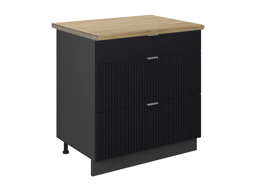 Meuble cuisine noir rayé 80x60x82 fame-line