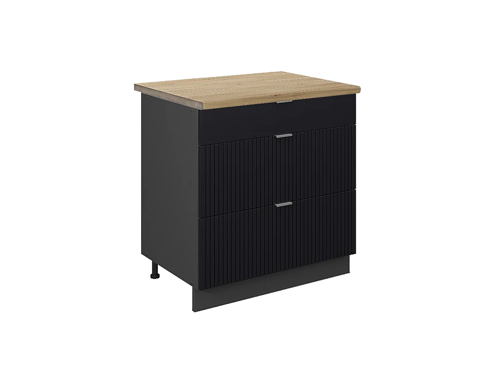 Mobiletto base per cucina Nero rigato 80x60x82 fame-line