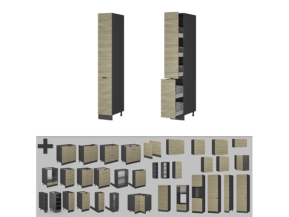 Meuble haute de cuisine panneau en chêne 30x58x206.8 fame-line