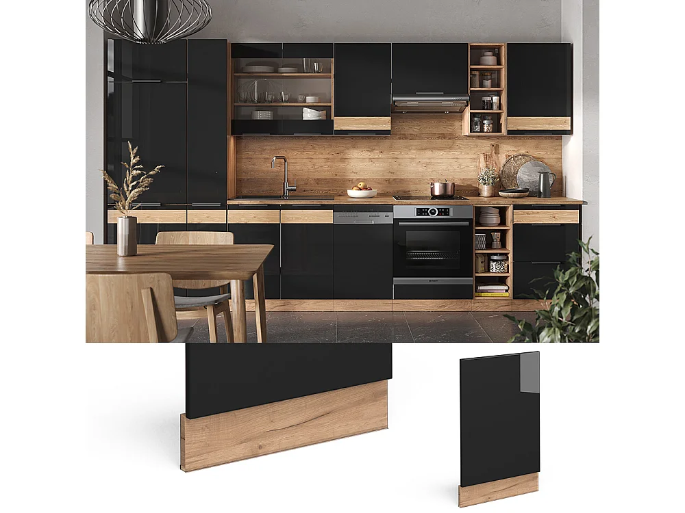 Panel frontal roble negro alto brillo 45x1.6x67.4 fame-line
