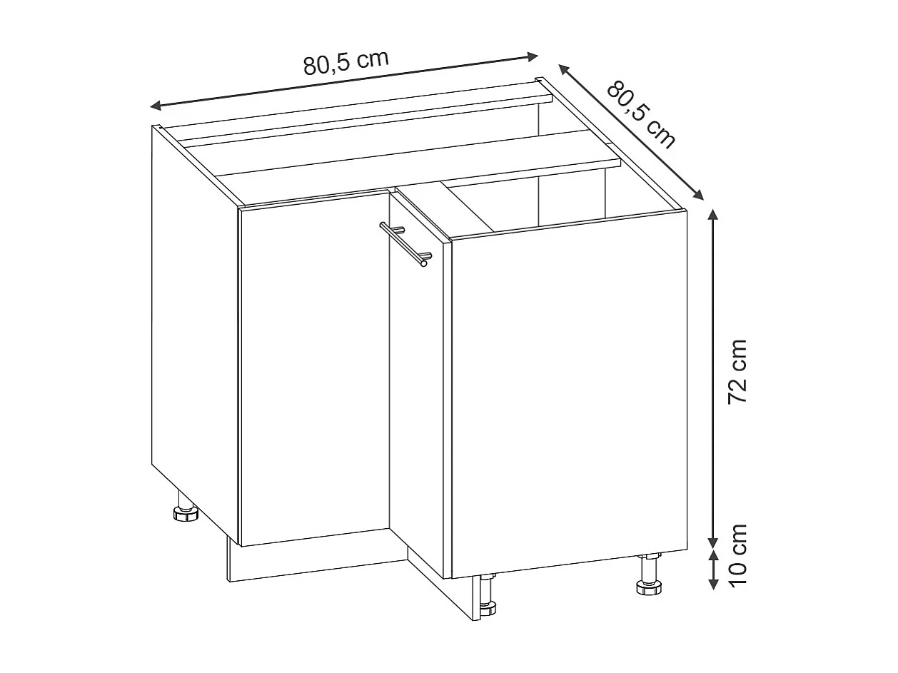 Hoekkast eiken paneel 80.5x60x82 fame-line