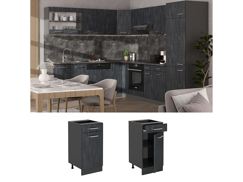 Mueble bajo de cocina hormigón negro 40x60x81.6 r-line