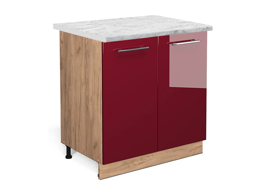 Meuble bas de cuisine rouge bordeaux haute brillance 80x60x82 fame-line
