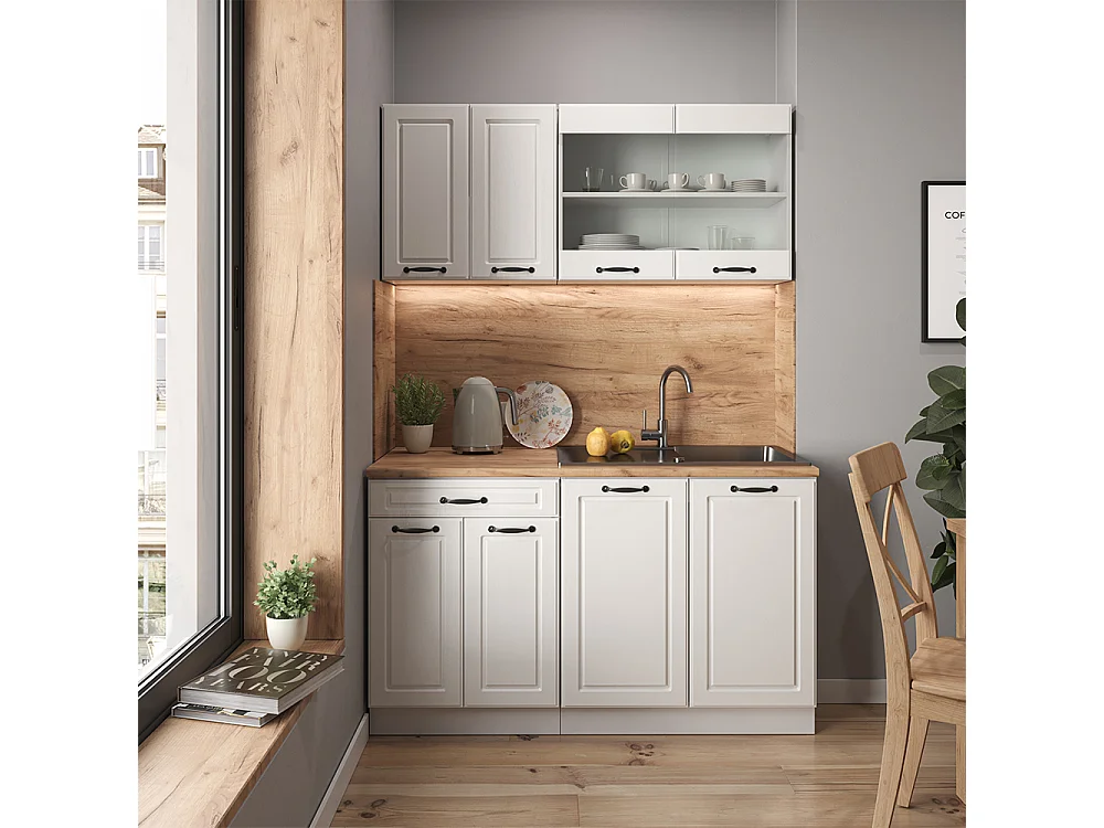 Mobile cucina sottotetto bianco casa di campagna 120x46x81.6 r-line