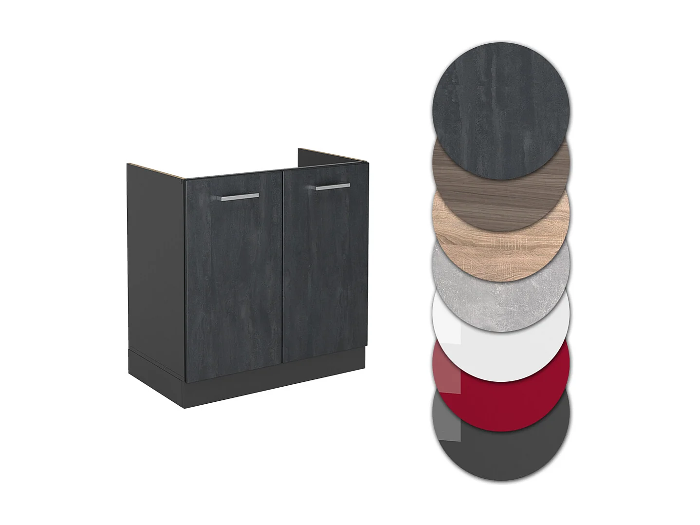 Armario bajo para fregadero hormigón negro 80x60x81.6 r-line