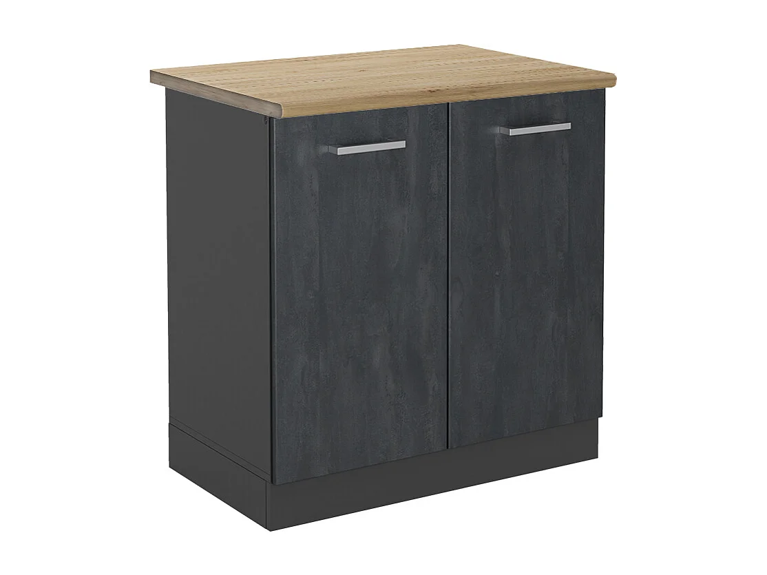 Meuble bas sous-évier béton noir 80x60x81.6 r-line