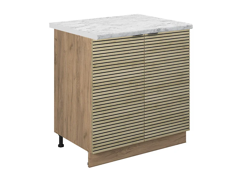 Meuble bas sous-évier panneau en chêne 80x60x82 fame-line