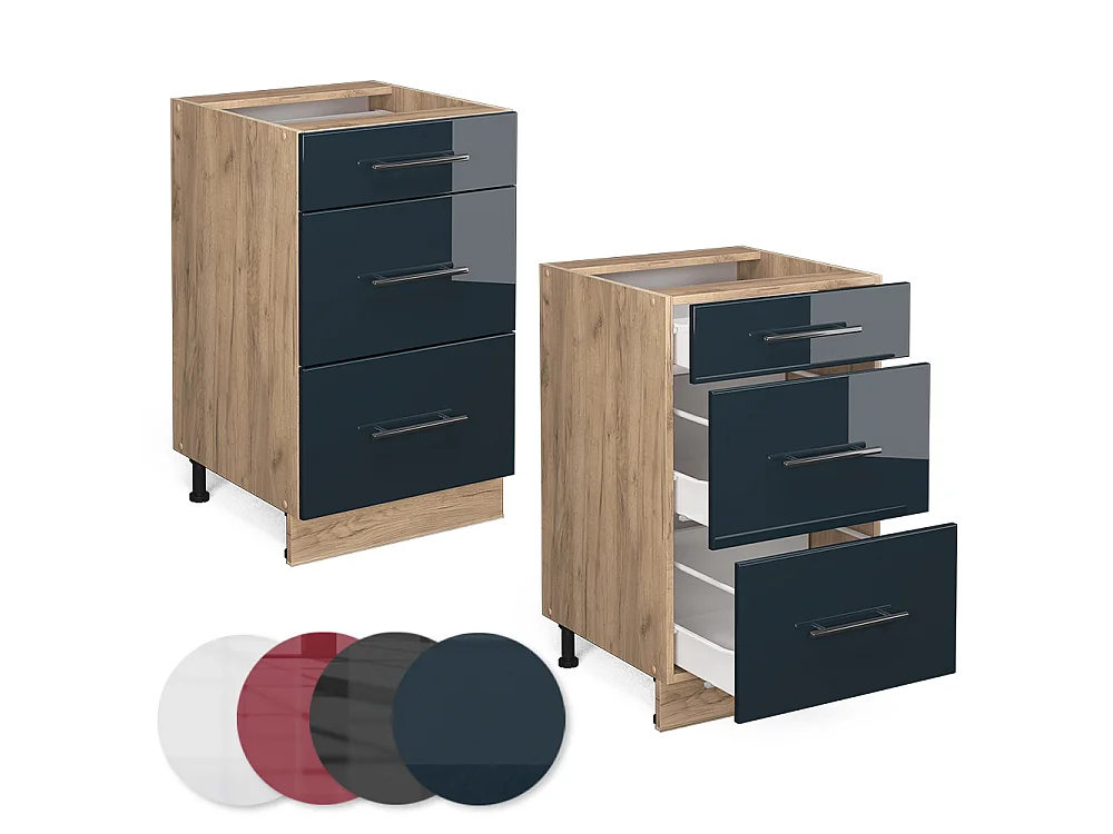 Kitchen base cabinet dark blue high gloss 50x51.6x82 fame-line