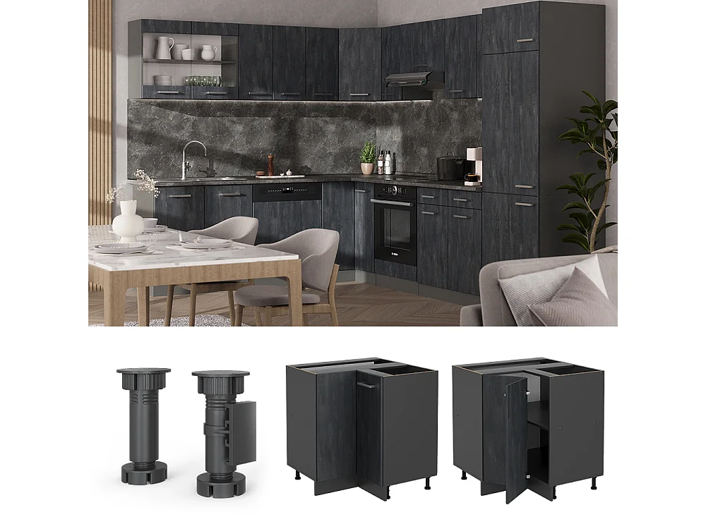 Mobile ad angolo cucina calcestruzzo nero 75.6x60x81.6 r-line