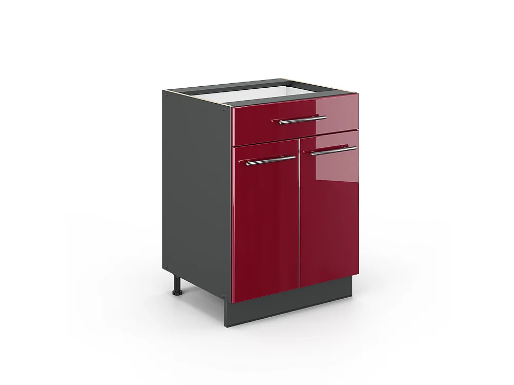 Meuble cuisine rouge bordeaux haute brillance 60x51.6x82 fame-line