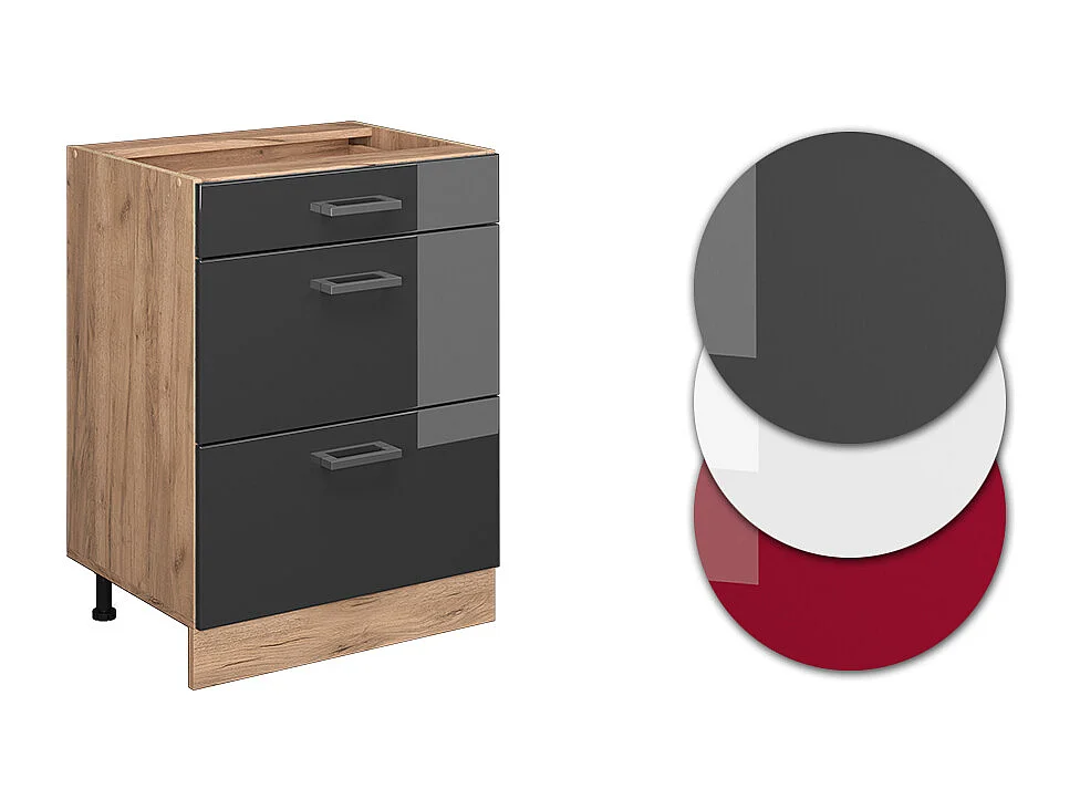 Küchenunterschrank anthrazit hochglanz 60x46x81.6 r-line