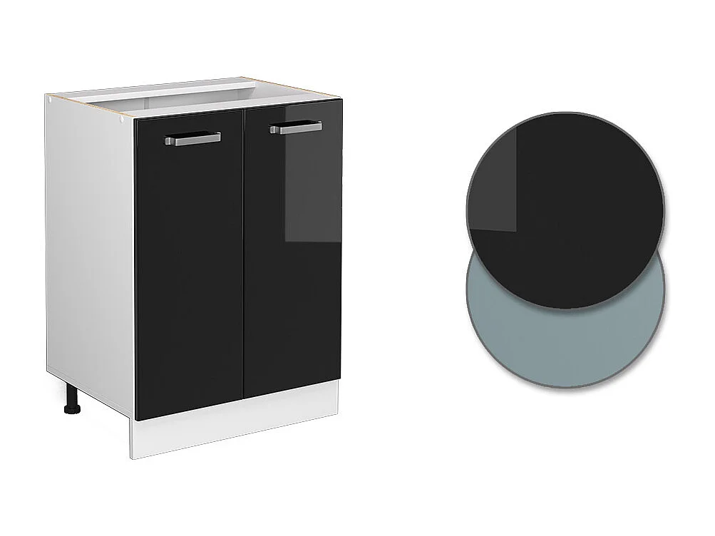 Meuble bas de cuisine noir haute brillance 60x46x81.6 r-line