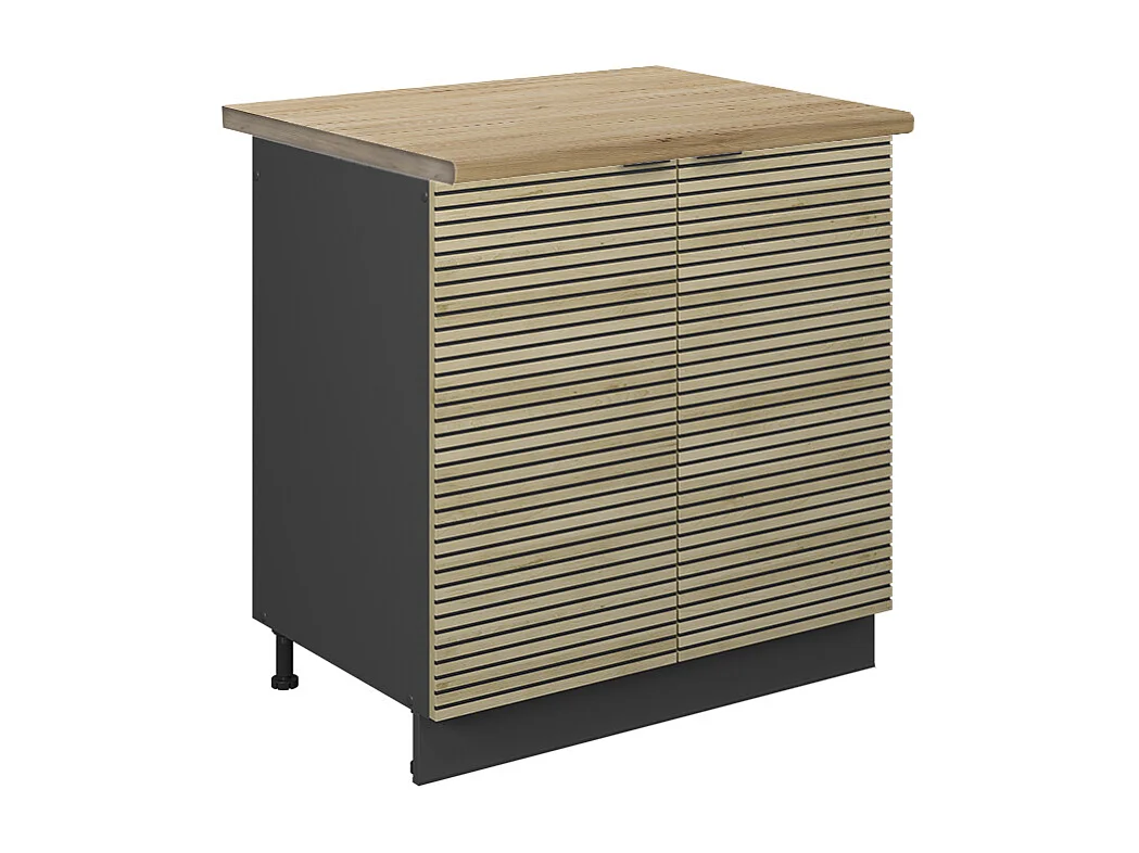 Meuble bas sous-évier panneau en chêne 80x60x82 fame-line