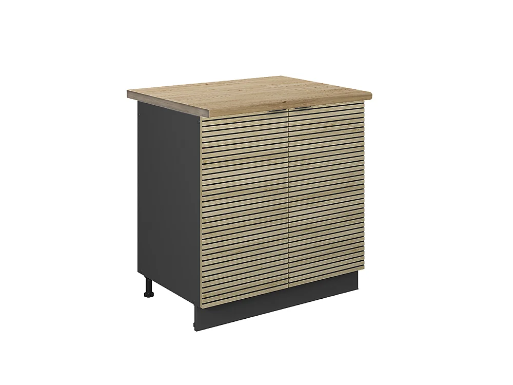 Meuble bas sous-évier panneau en chêne 80x60x82 fame-line