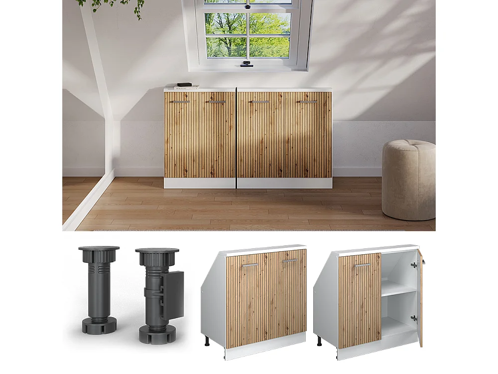 Küchenschrank für Dachschrägen artisan-eiche 80x46x81.6 r-line
